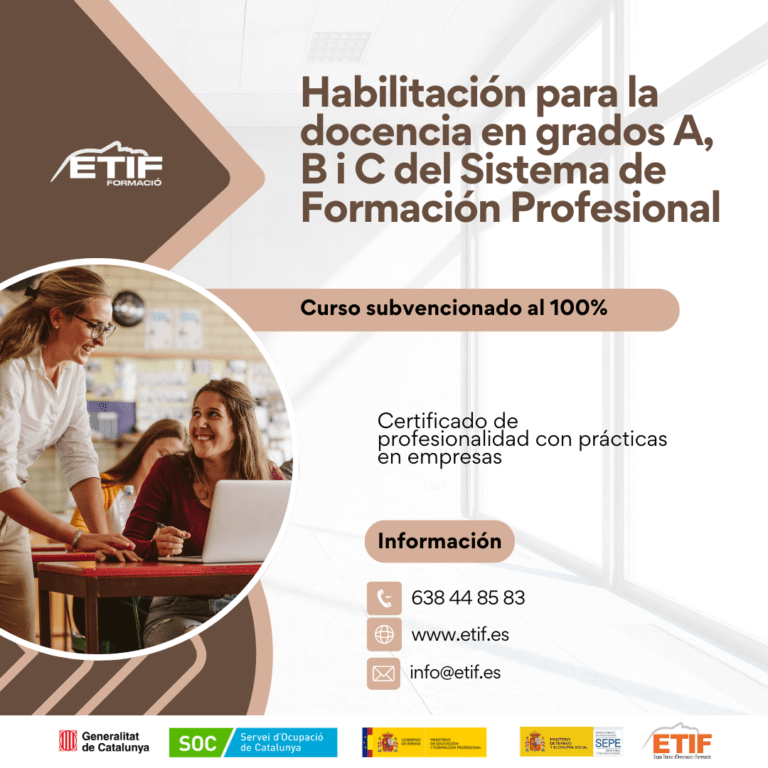 Habilitación para la docencia en grados  A, B i C del Sistema de Formación Profesional